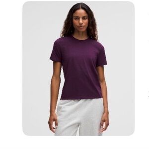 lululemon athletica Organic Cotton Straight-Hem Crewneck Tee in Dramatic Magenta